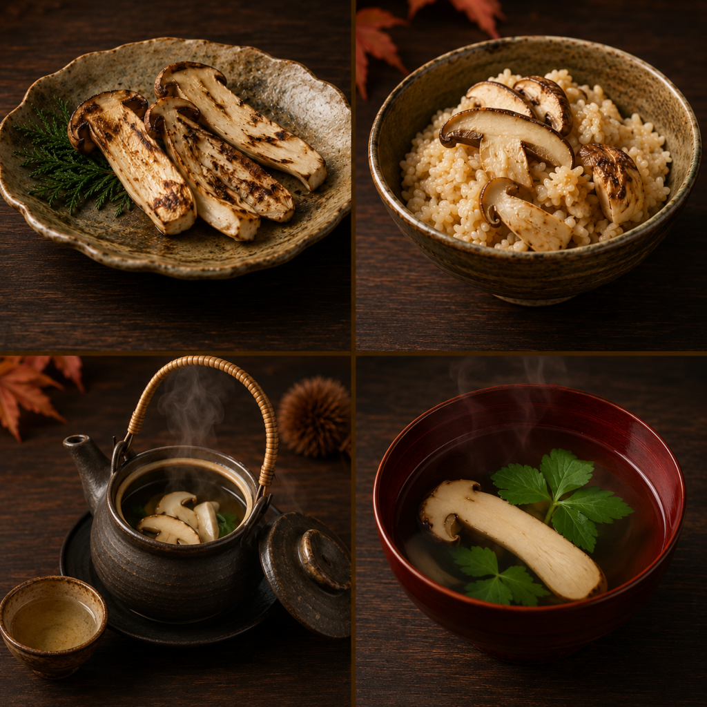 国産松茸を使った料理の盛り付け例